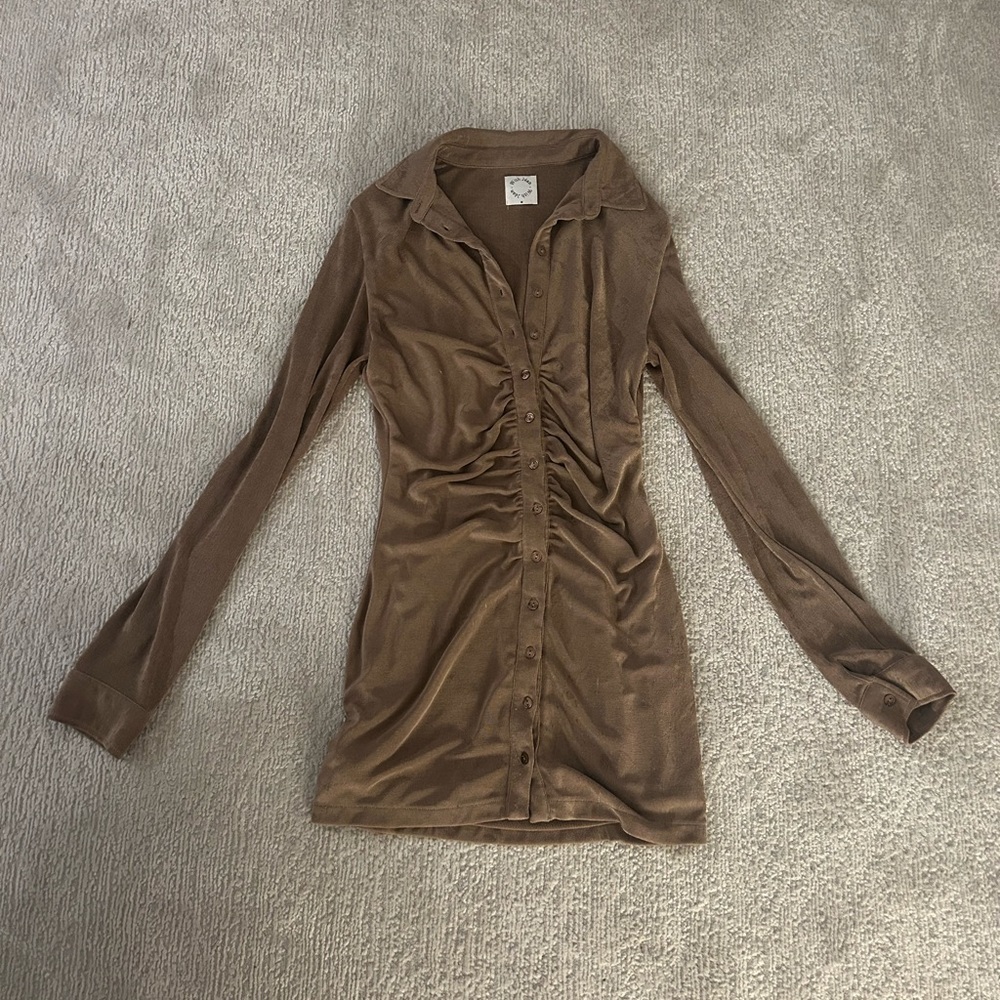 With Jean brown dress